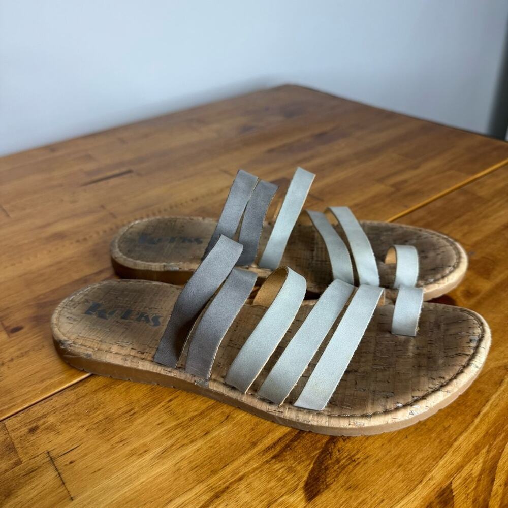 Kork Ease Shay Gray Strappy Flat Slide Sandals Size 8